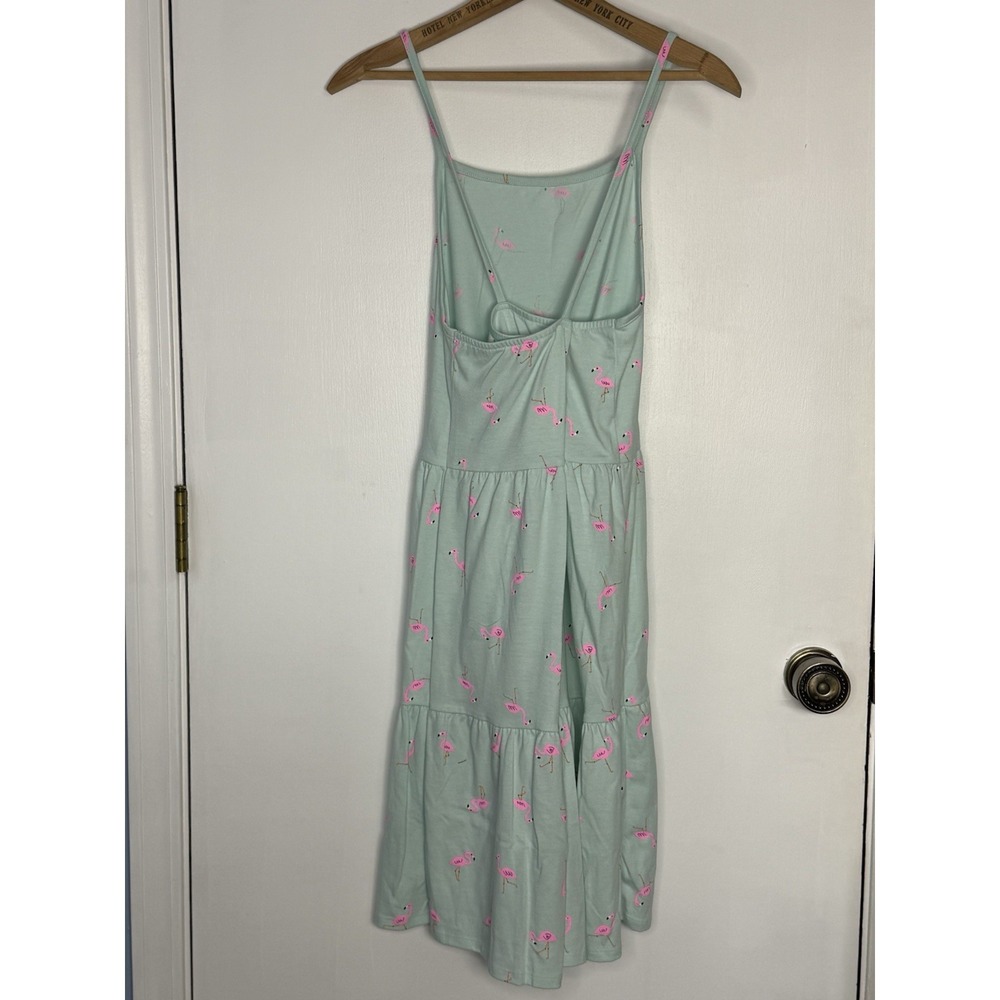 Cat & Jack girls mint w/ Pink Flamingos print‎ tiered cross back dress, XXL 18+ - Picture 3 of 6